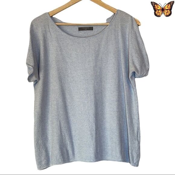 DENVER Hayes Blue Cold Shoulder Top Size Large - Picture 1 of 5